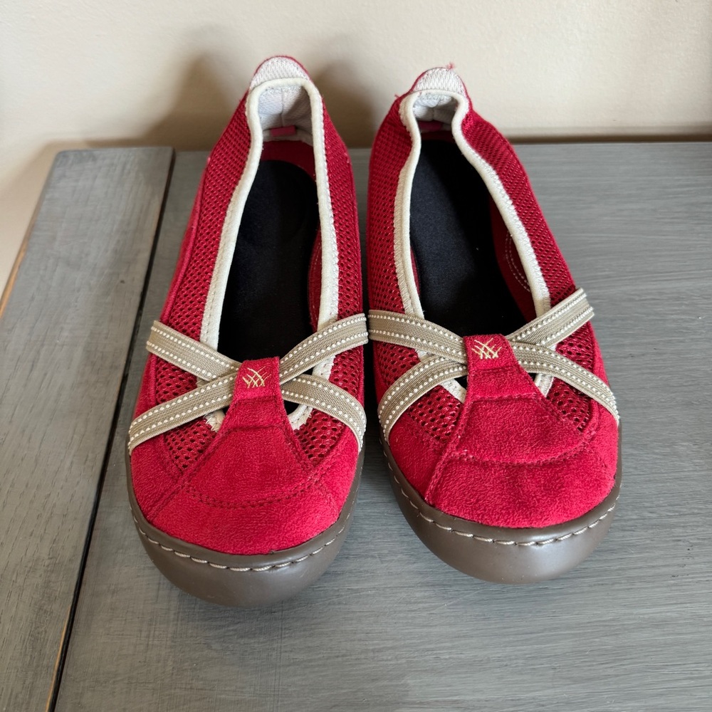 Terrasoles Red Echo Slip-On Crossband Loafer Flats w/‎ Rem. Inserts Size 8